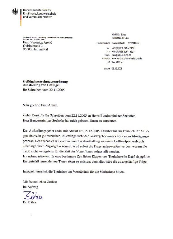 Eine Antwort von Herrn Seehofer - und doch keine Eine Antwort von Herrn Seehofer - und doch keine